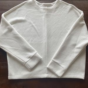 A New Day M White Diagonal Striped Sweater